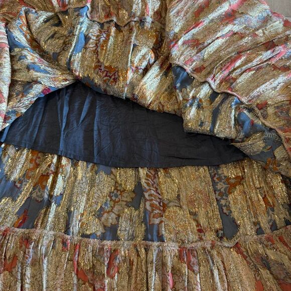 Verb by Pallavi Singhee Echo Tiered Maxi Dress in a multi-color metallic viscose - Picture 5 of 10